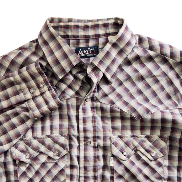 Levi’s Vintage 80’s Sawtooth Western Pearl Snap White Tab - Picture 2 of 14